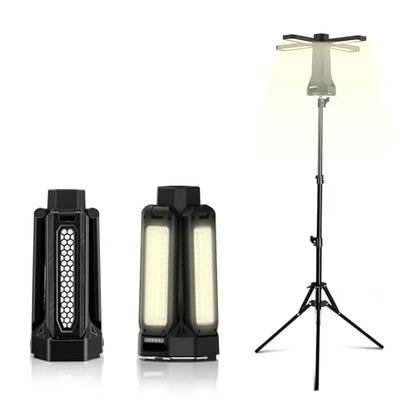 16000mAh Telescopic Camping Light, Rechargeable LED Lantern with Tripod Stand, Portable Flashlight & Power Bank, 300° Rotatable Dimmable Tent Light, Magnetic Base & SOS for Hiking, Fishing, Camping