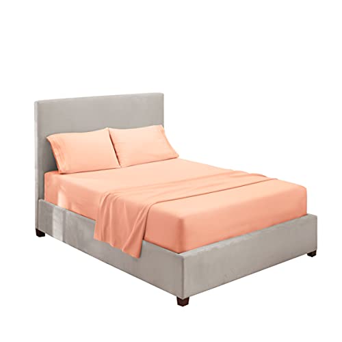 Hearth & Harbor Twin Size Sheets - 3 Piece Bed Sheet Set, Hotel Luxury Double Brushed Bed Sheets - Extra Soft Bedding Sheets & Pillowcases, Twin, Peach - color: Peach, size: Twin