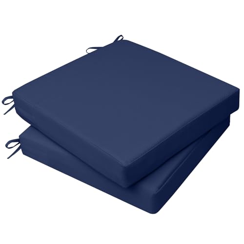 AAAAAcessories Outdoor Seat Cushions for Chairs, Waterproof, Fade-Resistant, 20" x 18" x 3", Patio Furniture Replacement Cushions, Set of 2, Navy Blue - color: Navy Blue, size: 20" x 18" x 3"