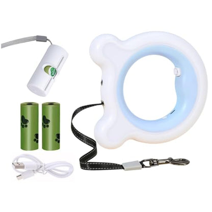 Retractable Dog Leash with Light, 9.84ft/3M Hands Free Leash, 360° Tangle-Free, Anti-Slip Grip, One-Button Control for Small Medium Dogs Up to 66 lbs, Blue - color: Blue