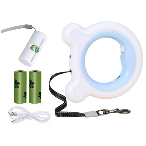 Retractable Dog Leash with Light, 9.84ft/3M Hands Free Leash, 360° Tangle-Free, Anti-Slip Grip, One-Button Control for Small Medium Dogs Up to 66 lbs, Blue - color: Blue