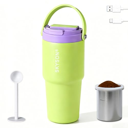 Portable Coffee Maker Mug for Travel,Mini Espresso Coffee Machine,20 oz Thermos Cup with Lid Fast Extraction Electric Filter Brewer,Insulated Stainless Steel Tumbler(Green) - color: Green, size: 20 Ounces