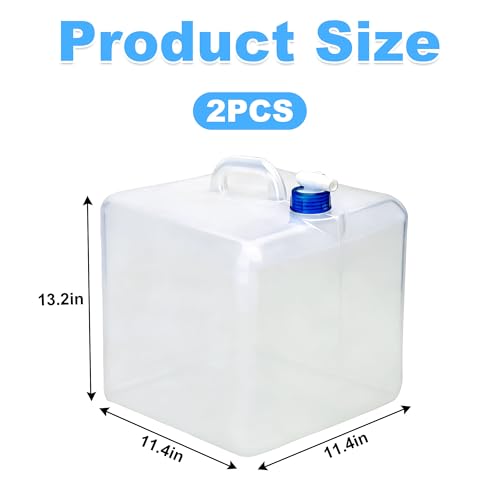 2 Pack 5.3 Gallon Collapsible Water Container with Spigot, BPA-Free Food Safe Water Storage Jug, Portable Foldable Canteen for Outdoor Camping Hiking Emergency Home Use Canteen