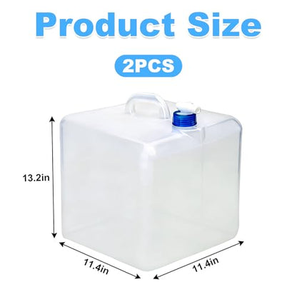 2 Pack 5.3 Gallon Collapsible Water Container with Spigot, BPA-Free Food Safe Water Storage Jug, Portable Foldable Canteen for Outdoor Camping Hiking Emergency Home Use Canteen