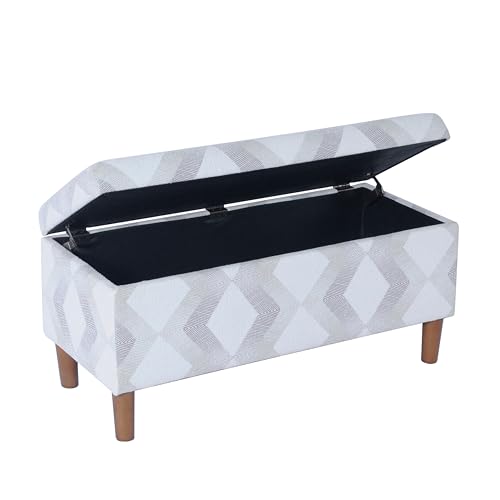 HomePop Malmo 36" Storage Bench - Natural Woven Geo - color: Natural Woven Geo