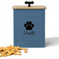 Dog Treat Container Airtight - 6 Inch Wide x 8 Inch Tall Iron Dog Treat Jar for Kitchen Counter with Airtight Bamboo Lid - 12 Cup Capacity Pet Treat Container - Doggie Cookie Jar - Big Treats Canister - color: Blue