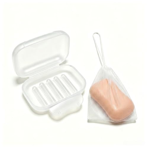 Soap Holder Container, Portable Bar Soap Saver Scrubber Case for Bathroom and Kitchen (Transparent) - color: Transparent