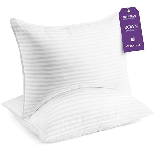Beckham Hotel Collection Bed Pillows Queen/Standard Size Set of 2 - Down Pillow for Sleeping - Back, Stomach or Side Sleepers - size: Queen (Down)