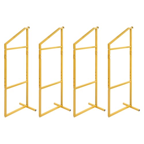 Shipping Container Shelving Rack, 4 PCS 3-Tier Container Hanging Shelf Brackets, 1100LBS Load Capacity, 52"(H) X 19"(W) for Containers, Trailers, Cargo (Yellow)