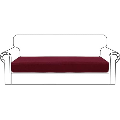 ZNSAYOTX Stretch Cushion Covers Sofa Cushion Couch Seat Covers Slipcovers Soft Replacement Unique Pattern Furniture Protector with Elastic Bottom (Wine Red, 1 Pc 3-Seat Cushion Cover) - color: Wine Red, size: 1 Cushion Sofa