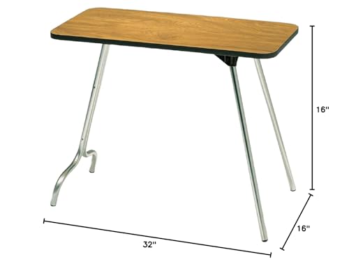 Surco A1632O All Purpose Oak Finish 16" x 32" Folding Portable Table - Ideal for Camping, Arts and Crafts, and More