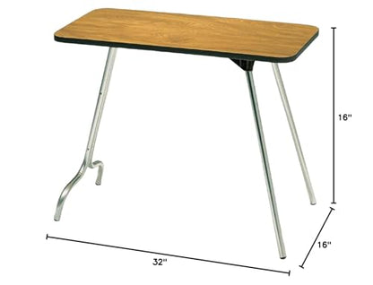 Surco A1632O All Purpose Oak Finish 16" x 32" Folding Portable Table - Ideal for Camping, Arts and Crafts, and More