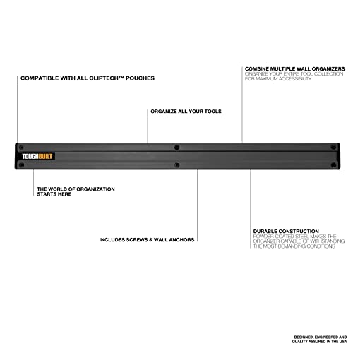 ToughBuilt – 24" Wall Organizer, Heavy-Duty Steel Wall Rail for Tool & Pouch Storage, Perfect for Garage, Shop & Jobsite (TB-53)