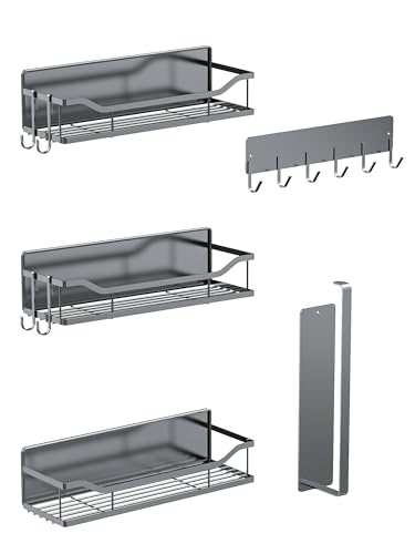 Multifunctional Magnetic Shelf for Washing Machine, Refrigerator, Microwave, and Any Metal Surface, Powerful Magnetic Shelves Include Magnetic Paper Towel Holder, Unique Hollow Design (5 pcs - Grey) - color: Grey, size: 5 Pack