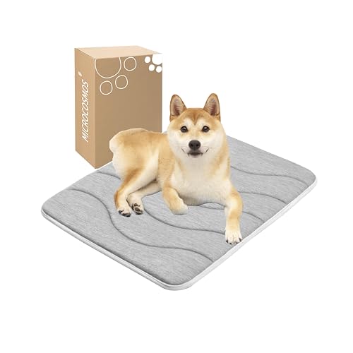 MICROCOSMOS 0.8" Thick Cooling Dog Foam Pad & Summer Pet Sleeping Mat, Machine Washable, Materials Safe, Portable Flat Pet Bed for Dogs.(Light Grey, 24" x 18") - color: Light Grey, size: 24"L x 18"W x 0.8"Th