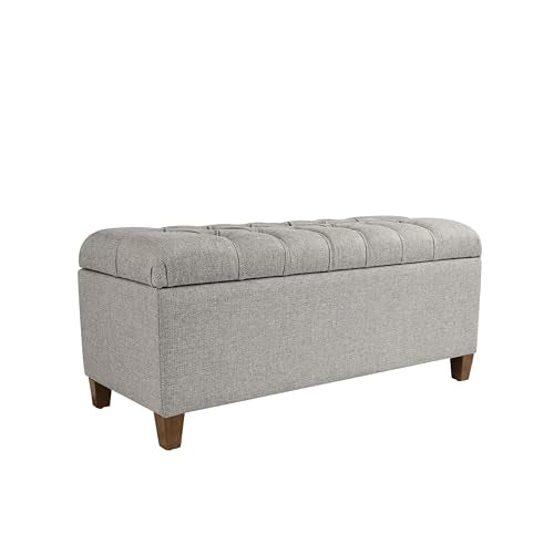 HomePop Ainsley 40" Storage Ottoman Bench - Gray Fabric - color: Gray Fabric