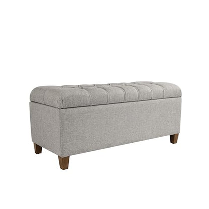 HomePop Ainsley 40" Storage Ottoman Bench - Gray Fabric - color: Gray Fabric