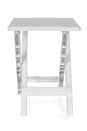 Camco Adirondack Style Folding Plastic Large Table with Footrest Design and Easy to Setup Construction for Indoor or Outdoor Use, White