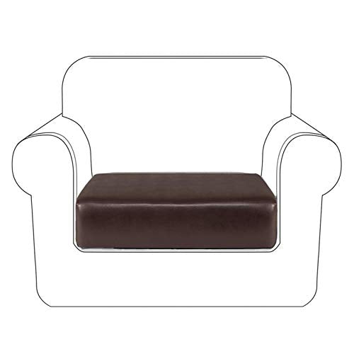 Faux Leather Couch Cushion Covers, Waterproof Sofa Cushion Slipcovers, Elastic RV Chair Seat Covers for Settee Seater, PU Leather Sofa Slipcovers Replacement Living Room (Chair Cushion, Chocolate) - color: Chocolate, size: Chair Cushion