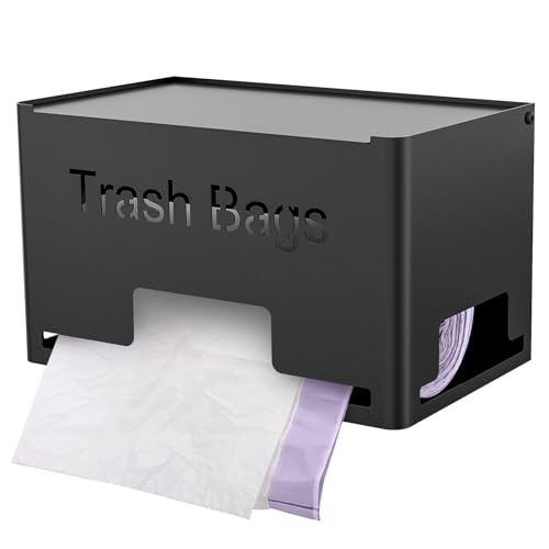 STWWO Extra Large Trash Bag Holder Dispenser, Metal Garbage Bag Dispenser Roll Holder,Trash Storage Organizer for Kitchen Laundry Room Under Sink, Wall Mounted or Freestanding, Black - color: Black, size: 1 Pack-XL (10.6"×6.5"×6.7")