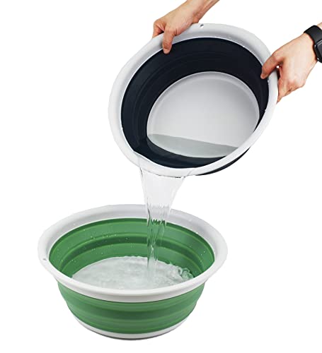 SAMMART 7.5L (1.98 Gallon) Collapsible Tub - Foldable Dish Tub - Portable Washing Basin - Space Saving Plastic Washtub (Grey/Slate Grey) - color: Grey/Slate Grey