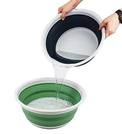 SAMMART 7.5L (1.98 Gallon) Collapsible Tub - Foldable Dish Tub - Portable Washing Basin - Space Saving Plastic Washtub (Grey/Slate Grey) - color: Grey/Slate Grey