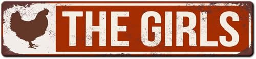 The Girls Chicken Coop Sign - Rustic tin Sign, 16x4 Inches - color: tin sign009, size: 4x16 inch