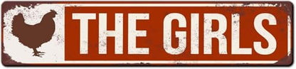 The Girls Chicken Coop Sign - Rustic tin Sign, 16x4 Inches - color: tin sign009, size: 4x16 inch