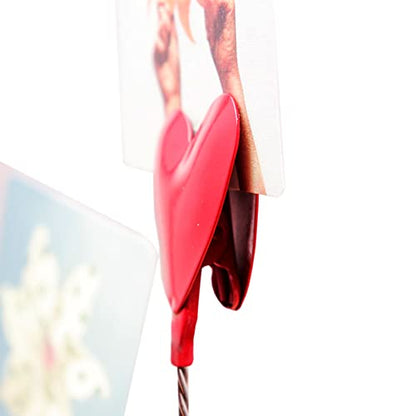 8-Branch Family Tree Picture Frame Holder, Card Photo Clips Holder Desk Stand for Memo Paper Note Photo Christmas Wedding Card Display (Red Heart) - style: Heart