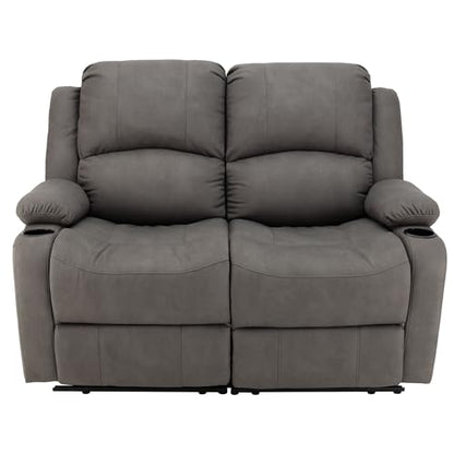 Camper Comfort 58" Wall Hugger Reclining Theater Seats | Double Recliner Sofa | RV Couch | Theater Seating | Furniture (Powered, Slate) - color: Slate, style: Powered