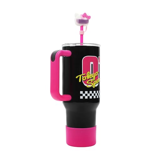 Bioworld Hello Kitty Race Car 40 Oz Black & Pink Stainless Steel Tumbler With Handle - color: Hello Kitty Race Car