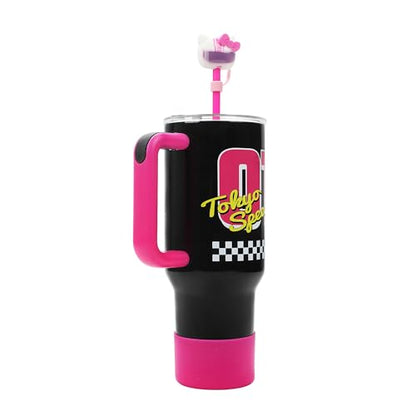 Bioworld Hello Kitty Race Car 40 Oz Black & Pink Stainless Steel Tumbler With Handle - color: Hello Kitty Race Car