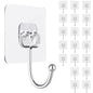 20 PCS Heavy Duty Adhesive Hooks, 33 lb Load - Bearing, Waterproof & Reusable, Ideal for Kitchen, Bathroom, Office & Home Organization - color: Transparent 20PCS