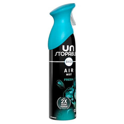 Febreze Air Mist, Air Freshener Spray, Odor Fighting Room Spray, Deodorizer for Home Bathroom Kitchen Office Apartment Dorm Room Classroom, Unstopables Fresh Scent, 8.1oz (Pack of 6) - style: Unstopables Fresh