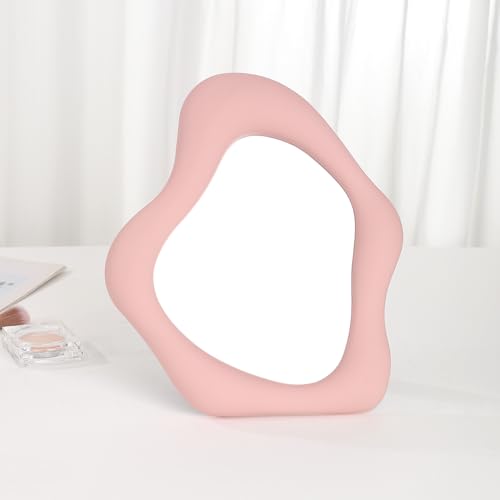YCHMIR Small Wall Mirror Table Mount Vanity Mirror 10 “L x 8.8 ”W (Pink) - color: Pink