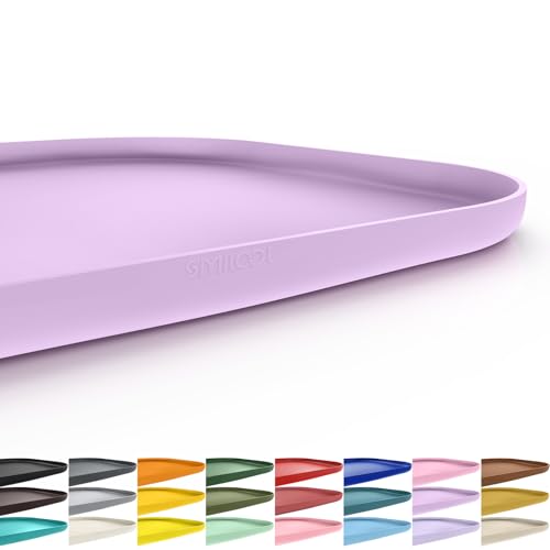 SMILOOL Silicone Pet Food Mat with Raised Edge for Food and Water Bowl, Dog Feeding Mats, Cat Food Trays for Floor Waterproof, Rubber Tray for Dogs and Cats, 22 x 14 x 0.8 Lavender - color: Lavender, size: 22"L x 14"W