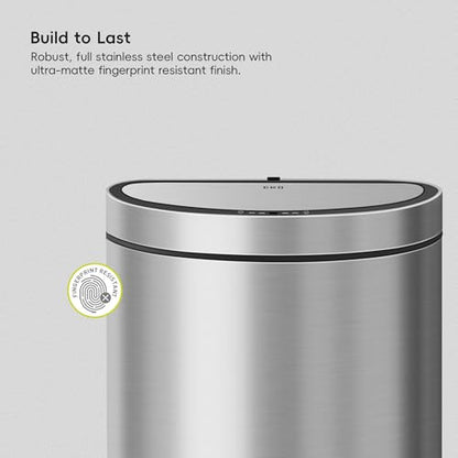 EKO Mirage Semi-Round Motion Sensor Trash Can, 47 Liter / 12.4 Gallon Automatic Large Kitchen Trash Can with Deodorizer Compartment, Removable Lid and Bucket, Matte Stainless Steel - size: Mirage 47L - Stainless Steel