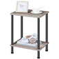 HOOBRO End Table, Small Side Table, Nightstand with 2-Layer Storage Shelves, Sofa Table for Small Spaces, Living Room, Bedroom, Stable Frame, Easy Assembly, Greige and Black BG09BZ01 - color: Greige + Black