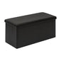 B FSOBEIIALEO Folding Storage Ottoman, Faux Leather Footrest Seat Long Bench Chest, Black 30"x15"x15" - color: Black, size: Large