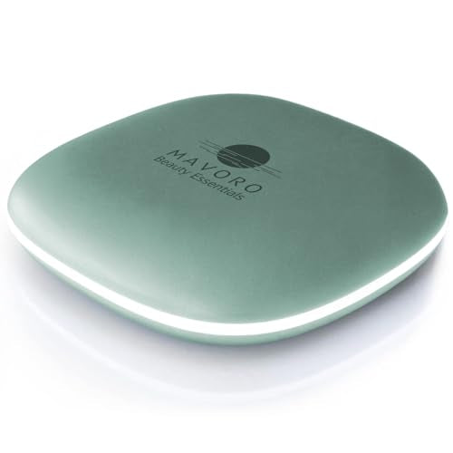 Mavoro LED Lighted Travel Makeup Mirror | 1x/10x Magnification | Rechargeable USB-C | Pocket & Purse Portable Lighted Travel Makeup Compact Mirror, Touch Sensor (Serene Mint) - color: Serene Mint