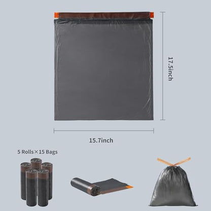 MOPALL Small Trash Bags with Drawstring, 2.6-4 Gallon, Black, 75 Count | 15 Liter, 17.7" x 19.7", Strong & Leak Proof, For Bathroom, Bedroom, Office, Pet & Diaper Pail - size: Trash Bags (Pack of 75)