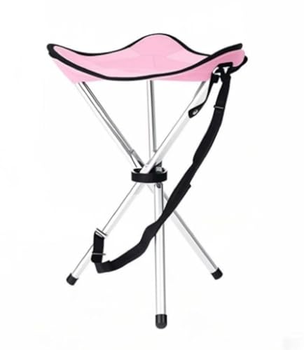 Folding Camping Stool,16.5" Folding Camping Chairs,Portable Tripod Seat,Outdoor Travel Tall Chair for Camping Walking Hunting Hiking Fishing Mountaineering Picnic Beach BBQ Garden Lawn(Pink) - color: Pink