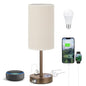 Fenmzee Touch Table Lamp - Beige, 3-Way Dimmable, USB A + C Charging, AC Outlet, 17.4inch Medium, Brown Metal Base - color: Beige - Brown, size: 17.4" Touch Control