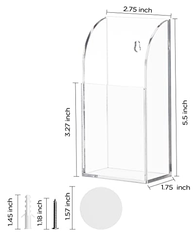 HBlife Acrylic Remote Holder Organizer, Clear TV Remote Control Holder Wall Mount Remote Caddy for Bedside, Media Organizer Storage Box 1 Compartment - style: 1 Compartment