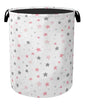 Cute Pink Stars Foldable Canvas Laundry Basket with Handles - Toy Organizer, Heavy Duty for Home，Bedroom, Dorm, Bathroom - color: Cute Pink Stars