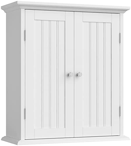 ChooChoo Bathroom Wall Cabinet, Over The Toilet Space Saver Storage Cabinet, Medicine Cabinet with 2 Door and Adjustable Shelves, Cupboard - color: White, size: 8.8"D x 21.1"W x 24"H
