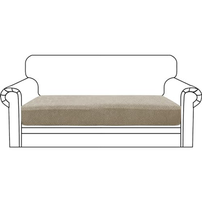 ZNSAYOTX Stretch Cushion Covers Sofa Loveseat Cushion Couch Seat Covers Slipcovers Soft Replacement Unique Pattern Furniture Protector with Elastic Bottom (Khaki, 1 Pc 2-Seat Cushion Cover) - color: Khaki, size: 1 Cushion Loveseat