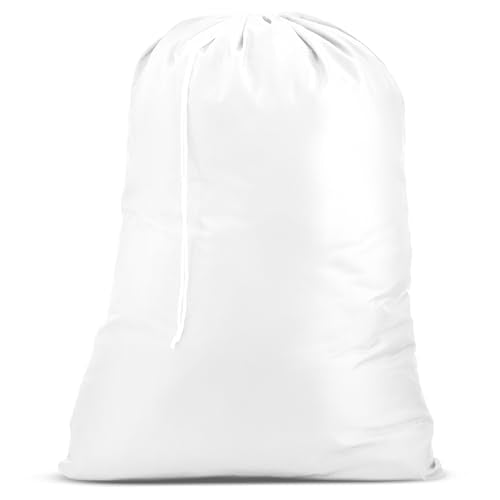Extra Large Laundry Bag 30"x40" - Handy Laundry Heavy Duty Nylon, Locking Drawstring, Machine Washable, Holds 3 Loads - Sack, Hamper Liner for Travel, College Dorm, Dirty Clothes - White - color: White, size: 30" x 40"