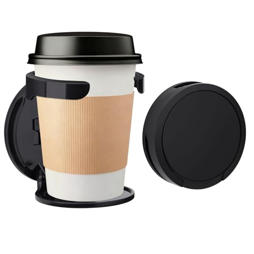 2 Pack Foldable Car Cup Holder, Wall Cup Holder for Drink Coffee Mug Water Bottle Tumbler, Adhesive or Screw, Organizer for RV Truck Boat Van (Black) - color: Black