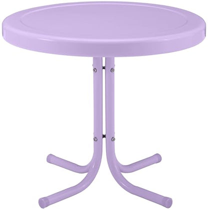 Crosley Furniture Griffith Weather Resistant Retro Metal Outdoor Side Table for Patio, Deck, Porch, Lavender Gloss - color: Lavender Gloss